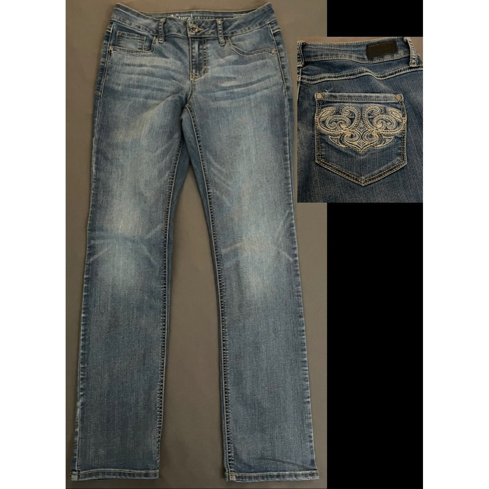 Natural Reflections Jeans Womens Size 2 Blue Denim Mid Wash Straight Leg Stretch